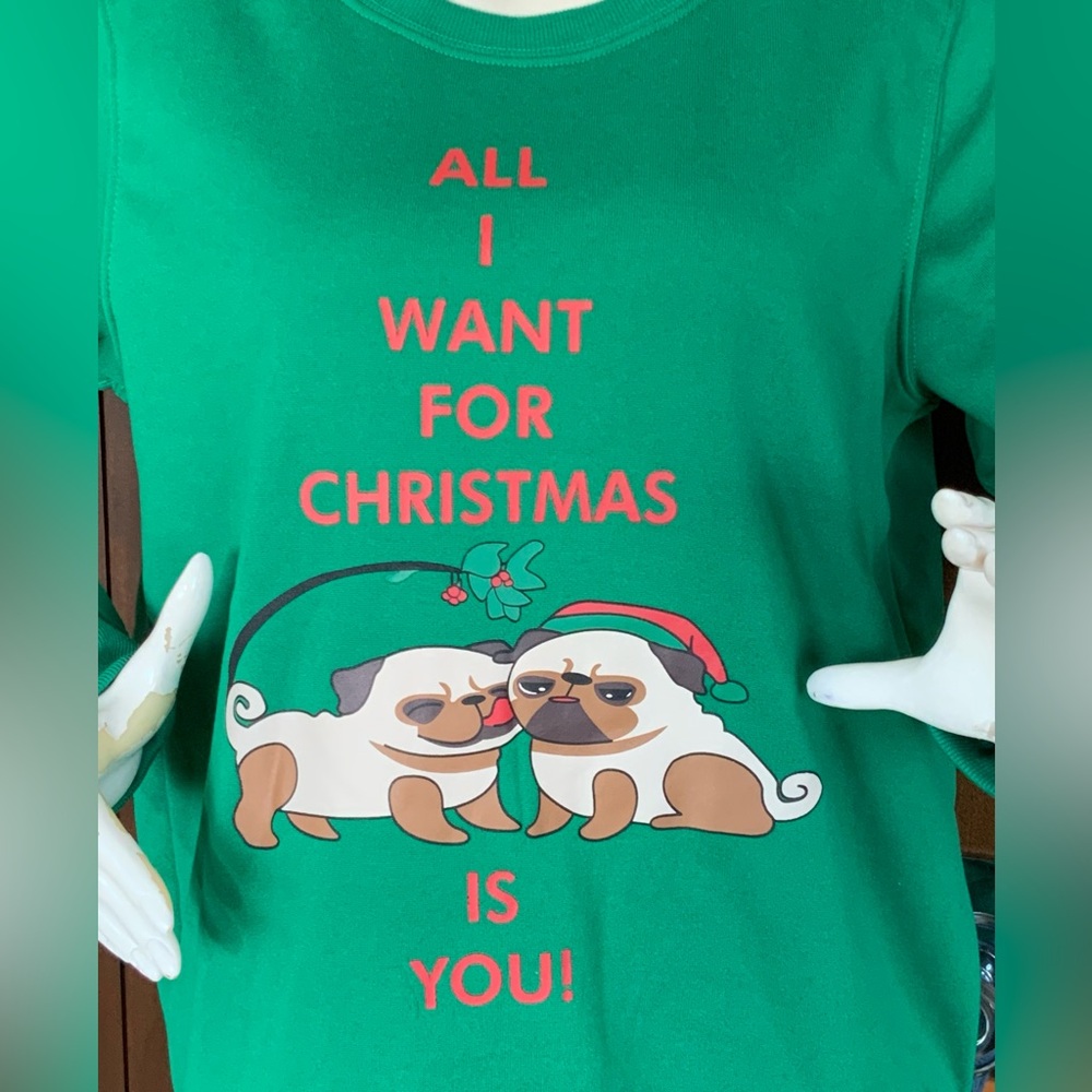 CHRISTMAS SWEATSHIRT, Pugs, NWT Sz XL